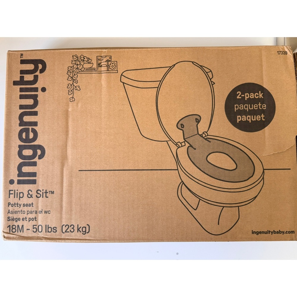 Ingenuity Flip & Sit‎ Potty Seat Toddler 2-Pack White 18M-50lbs NWT